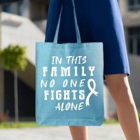 Veracco In This Family No One Fights Alone Tote Bag for Fighter Survivor Eco Cotton Reusable Bag Breast Cancer Awareness Item