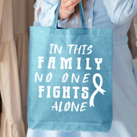 Veracco In This Family No One Fights Alone Tote Bag for Fighter Survivor Eco Cotton Reusable Bag Breast Cancer Awareness Item