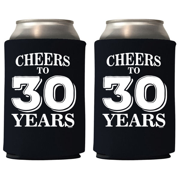 Veracco™ Cheers To 30 Years Can Coolie Holder 30th Birthday Gift Dirty Thirty Party Favors Decorations (6, Blk, 30 Years)