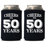 Veracco™ Cheers To 50 Years Can Coolie Holder 50th Birthday Gift Fifty and Fabulous Party Favors Decorations (6, Blk, 50 Years)