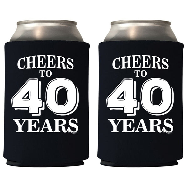 Veracco™ Cheers To 40 Years Can Coolie Holder 40th Birthday Gift Forty and Fabulous Party Favors Decorations (48, Blk, 40 Years)