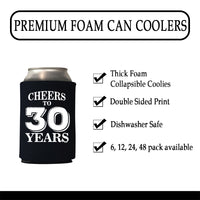 Veracco™ Cheers To 30 Years Can Coolie Holder 30th Birthday Gift Dirty Thirty Party Favors Decorations (6, Blk, 30 Years)