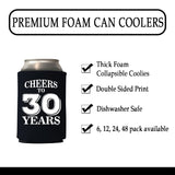 Veracco™ Cheers To 30 Years Can Coolie Holder 30th Birthday Gift Dirty Thirty Party Favors Decorations (6, Blk, 30 Years)