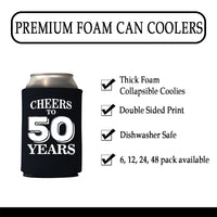 Veracco™ Cheers To 50 Years Can Coolie Holder 50th Birthday Gift Fifty and Fabulous Party Favors Decorations (6, Blk, 50 Years)