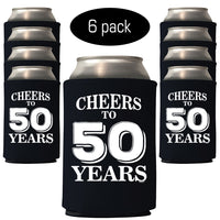 Veracco™ Cheers To 50 Years Can Coolie Holder 50th Birthday Gift Fifty and Fabulous Party Favors Decorations (6, Blk, 50 Years)