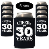 Veracco™ Cheers To 30 Years Can Coolie Holder 30th Birthday Gift Dirty Thirty Party Favors Decorations (6, Blk, 30 Years)