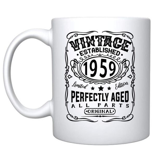 Veracco™ Vintage Established 1959 Perfectly Aged Ceramic Coffee Mug 60th Birthday Gift For Him Her Sixty and Fabulous (1959, Ceramic Mug)