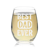 Veracco™ Best Dad Ever Bowtie Stemless Wine Glass Funny Birthday Gift Father's Day Gift For Dad Grandpa Stepdad (Stemless Glass)