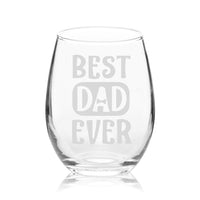 Veracco™ Best Dad Ever Bowtie Stemless Wine Glass Funny Birthday Gift Father's Day Gift For Dad Grandpa Stepdad (Stemless Glass)