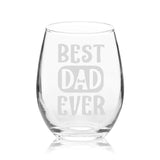 Veracco™ Best Dad Ever Bowtie Stemless Wine Glass Funny Birthday Gift Father's Day Gift For Dad Grandpa Stepdad (Stemless Glass)